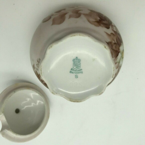 Antique Schumann Germany Sugar Bowl or Jam/Jelly Jar Floral signed S. Ortiz 025 - Picture 12 of 12